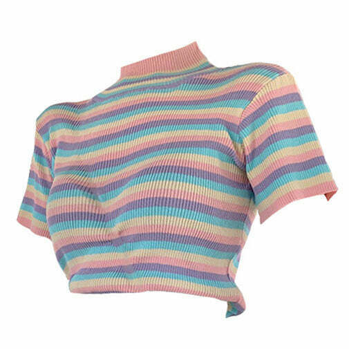 Pastel Sweetz Ribbed Top - Y2K Summer Grunge, 90s Fashion, Retro Goth, Baby Te