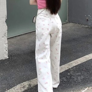 Petal Waltz Wide-Leg Trousers - Y2K & 90s Fashion, Grunge, Retro,