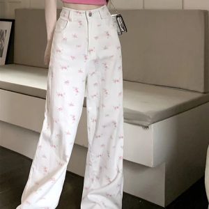 Petal Waltz Wide-Leg Trousers - Y2K & 90s Fashion, Grunge, Retro,