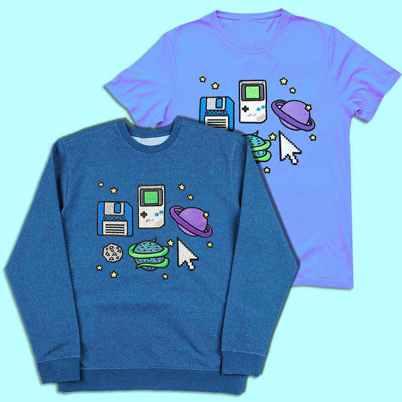 Pixel Universe Sweat + Tee SET | Y2K & 90s Fashion | Grunge, Retro, Summer, Party,