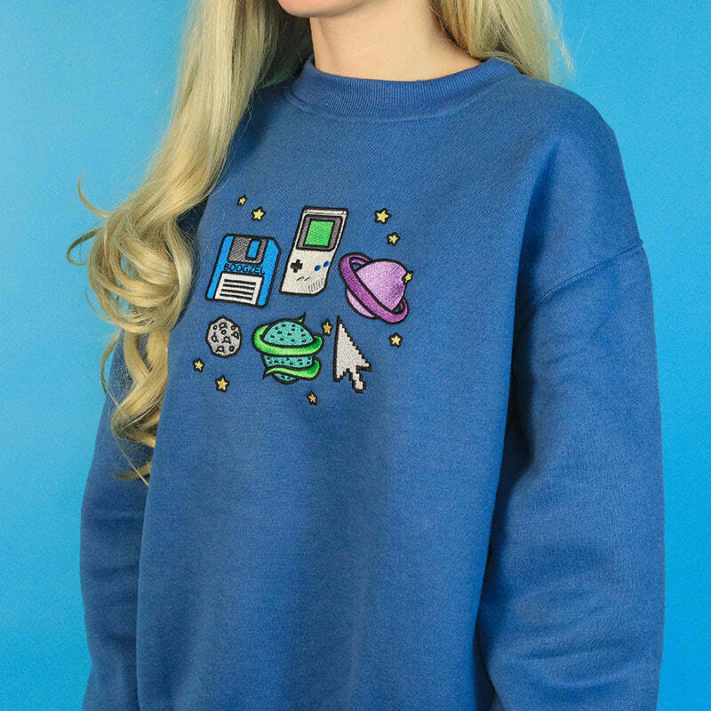 Pixel Universe Sweatshirt - Y2K & 90s Fashion, Grunge, Retro, Pastel Goth, Summer Out