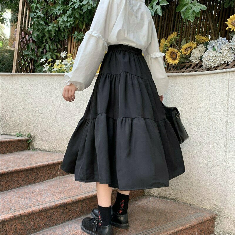 Preppy Black Long Skirts - Y2K & 90s Fashion, Grunge, Retro, Summer & Party Out