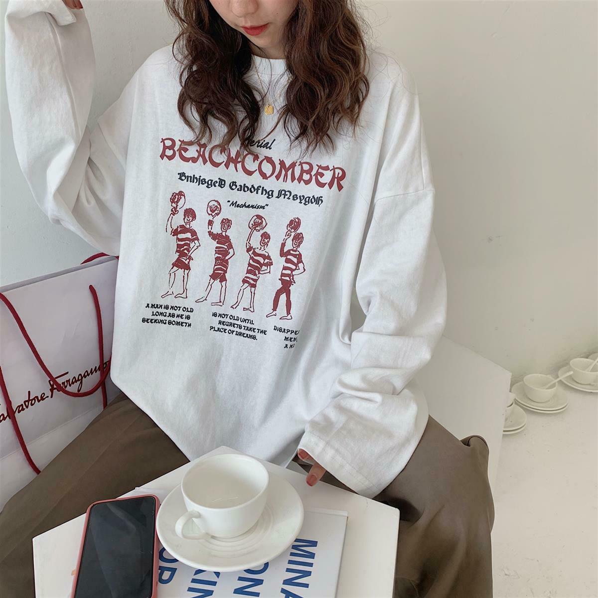 Preppy Long Sleeve College T-shirt - Y2K & 90s Fashion, Grunge, Retro, Summer Outfits