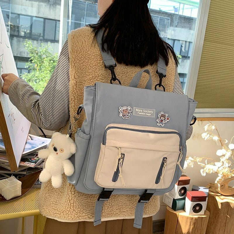 Preppy Multi-Function Backpack - Y2K & 90s Fashion, Grunge, Retro, Pastel Goth,