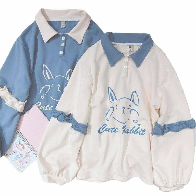 Preppys Cute Rabbit Polo Hoodie - Y2K Summer Grunge, 90s Fashion, Retro Y2K Out