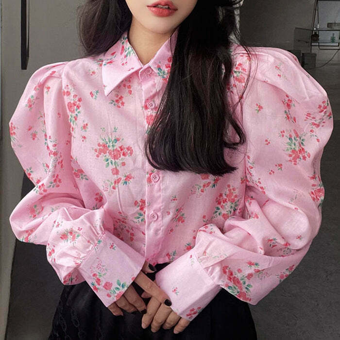 Princess Mood Floral Shirt - Y2K Summer Outfits, 90s Fashion, Grunge, Retro, Pastel Goth