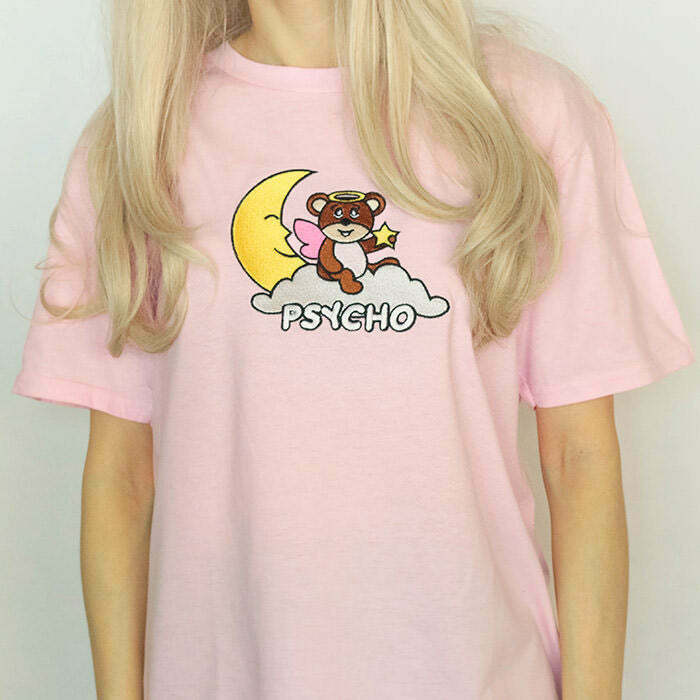 Psycho Bear T-Shirt - Y2K Grunge, 90s Fashion, Retro Summer Outfits, Gothic Y