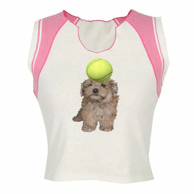 Puppy Y2K Tank Top - Retro 90s Grunge Summer Outfit, Y2K Fashion, Baby Te