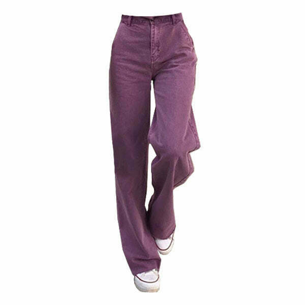 Purple Aesthetic High Waisted Jeans - Y2K & 90s Fashion, Grunge, Retro, Summer & Party