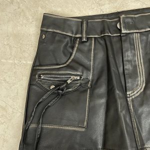 Rebel's Rhapsody Y2K Leather Skirt - 90s Grunge, Retro, and Summer Party Outfit