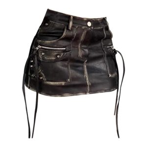 Rebel's Rhapsody Y2K Leather Skirt - 90s Grunge, Retro, and Summer Party Outfit