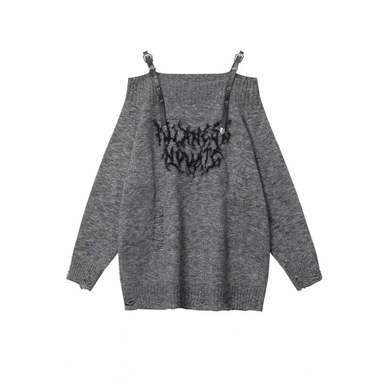 Rebel's Script Oversized Sweater - Y2K & 90s Fashion, Grunge, Retro, Summer &