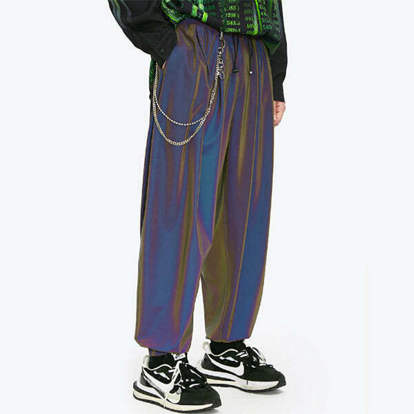 Reflective Wide Pants - Y2K & 90s Fashion, Grunge, Retro, Summer & Party Outfits