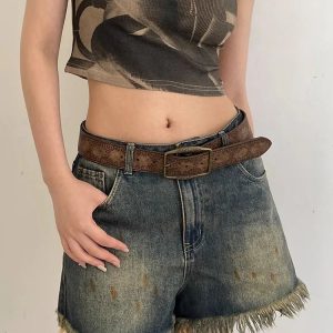 Retro Print Y2K Belt - Perfect for 90s Grunge, Summer Outfits, and Party Looks