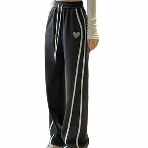 Retro Striped Y2K Sweatpants - 90s Grunge, Summer Outfits, Y2K Club & Party