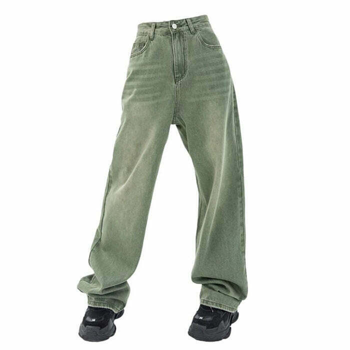 Sage Green Baggy Jeans - Y2K & 90s Fashion, Grunge, Retro, Summer & Party Out