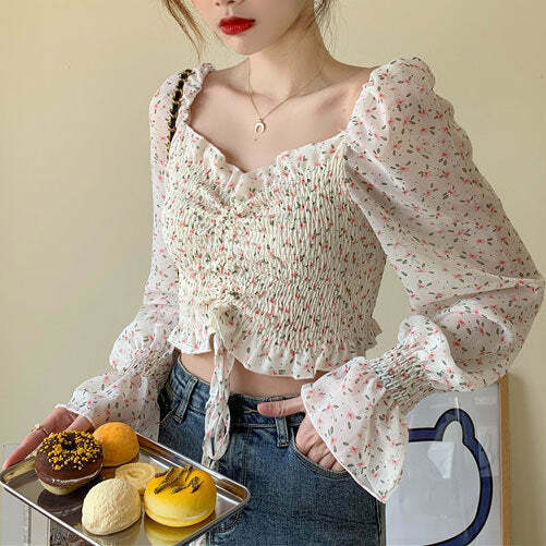 Secret Garden Crop Top - Y2K Summer Grunge, 90s Fashion, Retro Style, Y2K Party Outfit