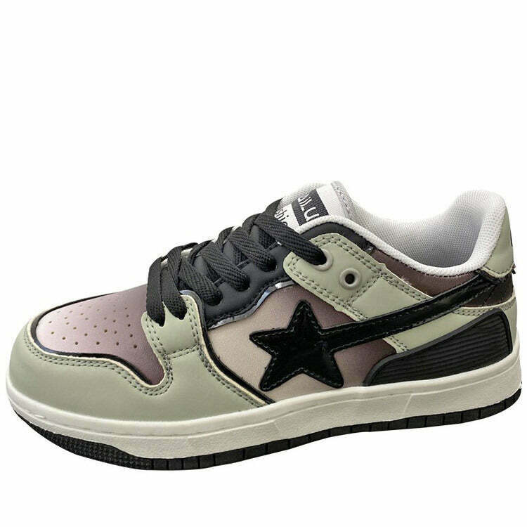 Shooting Star Sneakers in Gradient Grey - Y2K & 90s Fashion, Grunge, Retro, Hip Hop Style