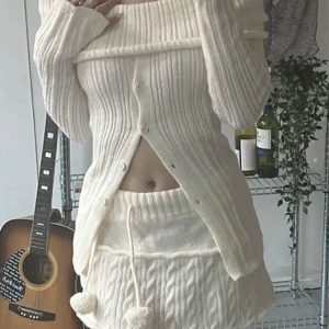 Slash Neck Y2K Cute Sweater - Retro 90s Fashion, Grunge, Summer Outfits, and Party Looks