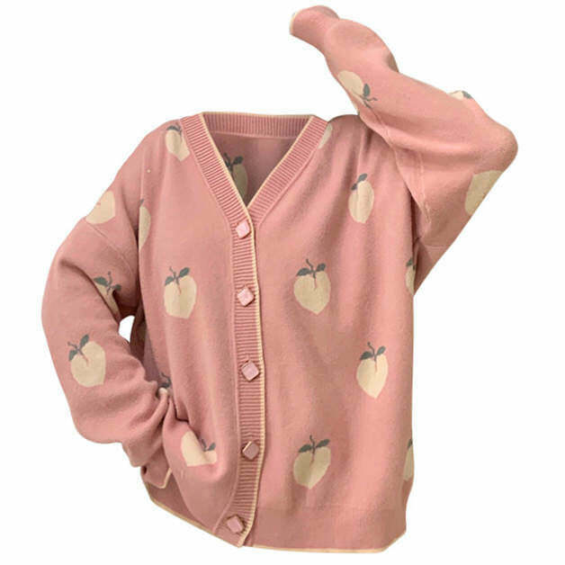 Soft Peach Cardigan - Y2K & 90s Fashion, Grunge, Retro, Summer Outfits, Baby