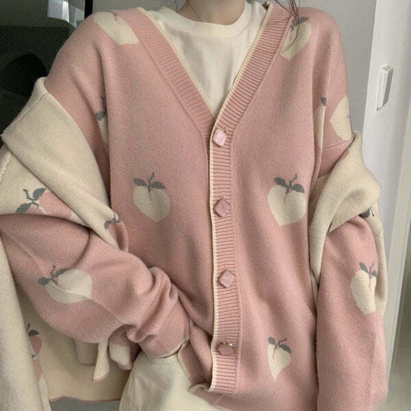 Soft Peach Cardigan - Y2K & 90s Fashion, Grunge, Retro, Summer Outfits, Baby