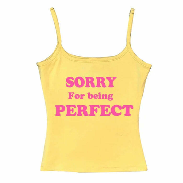 Sorry For Being Perfect Y2K Tank Top - 90s Grunge, Retro, Summer & Party Outfits