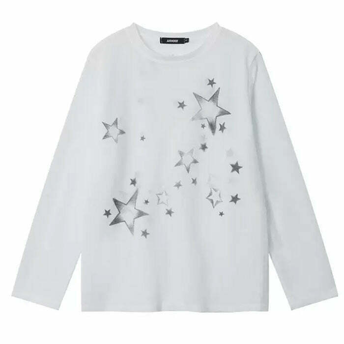 Star Girl Aesthetic Long Sleeve Top - Y2K & 90s Fashion, Grunge, Retro, Summer Outfits