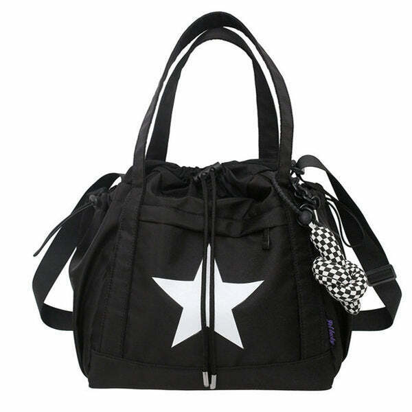 Star Girl Nylon Handbag - Y2K & 90s Fashion, Grunge, Retro, Pastel Goth, Summer