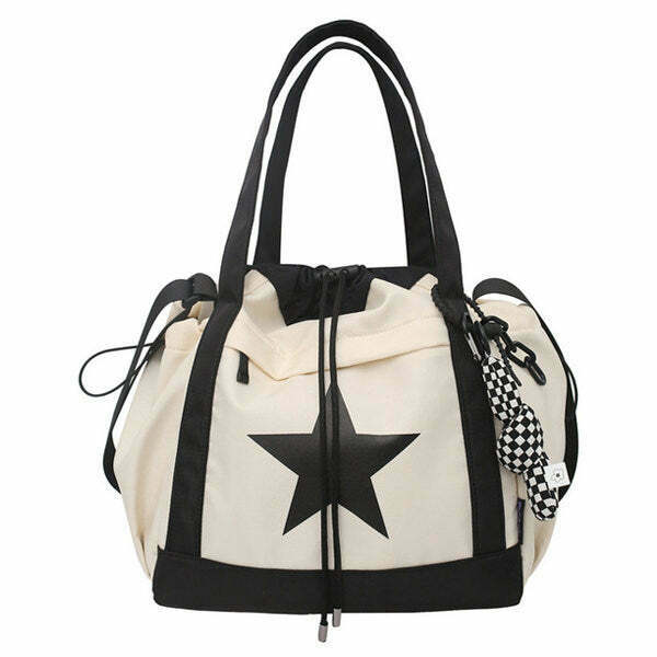 Star Girl Nylon Handbag - Y2K & 90s Fashion, Grunge, Retro, Pastel Goth, Summer