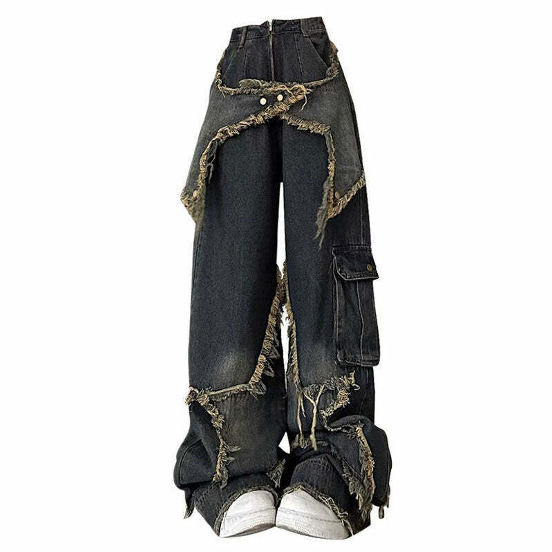 Star Girl Wide Leg Jeans - Y2K & 90s Fashion, Grunge, Retro, Summer & Party Outfits