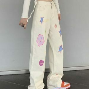 Sweet Embroidery Y2K Jeans - Retro 90s Fashion, Grunge, Summer Outfits, and Y2K