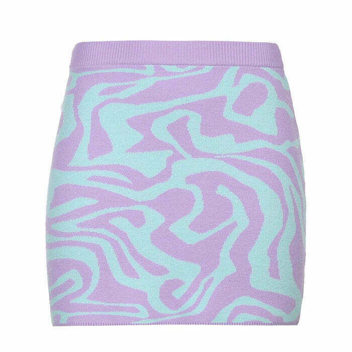 Sweet Nectar Knit Skirt - Y2K Summer Grunge, 90s Retro, Pastel Goth, Y2K