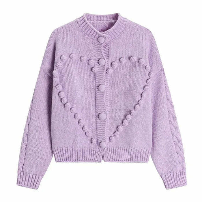 Sweetheart Knit Cardigan - Y2K & 90s Fashion, Grunge, Retro, Summer & Party Outfits