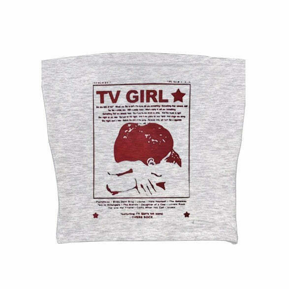 TV Girl Y2K Aesthetic Tube Top - Retro 90s Grunge Summer Outfit, Baby Tees, Y2