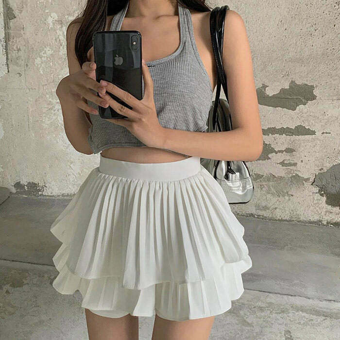 Unwritten Story Y2K Ruffle Mini Skirt - 90s Grunge, Retro Summer, Pastel Goth,