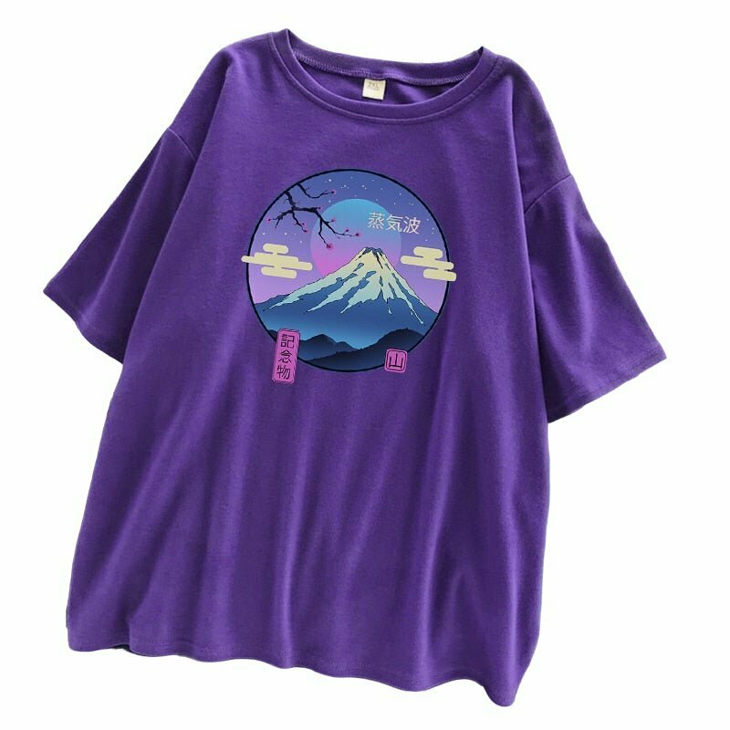 Vaporwave Mount Fuji T-Shirt - Y2K Summer Grunge, 90s Retro, Pastel Goth, Hip