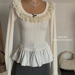 Victorian Whispers Top - Y2K Summer Grunge, 90s Retro, Pastel Goth, Y2K