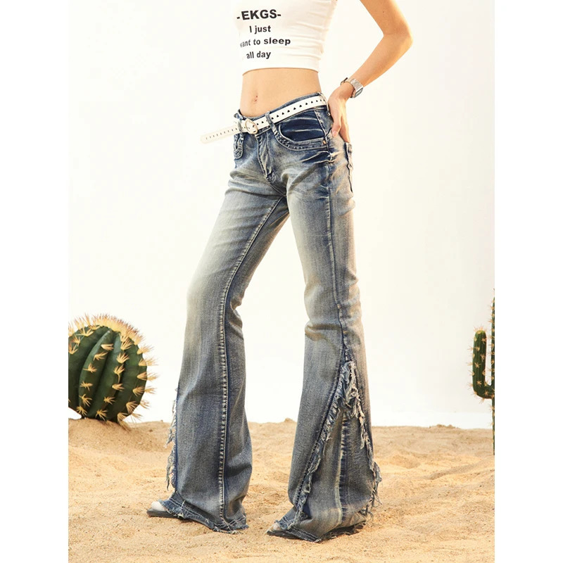 Vintage Blue Y2K High Waist Wide Leg Jeans - Chic American Fashion Streetwear