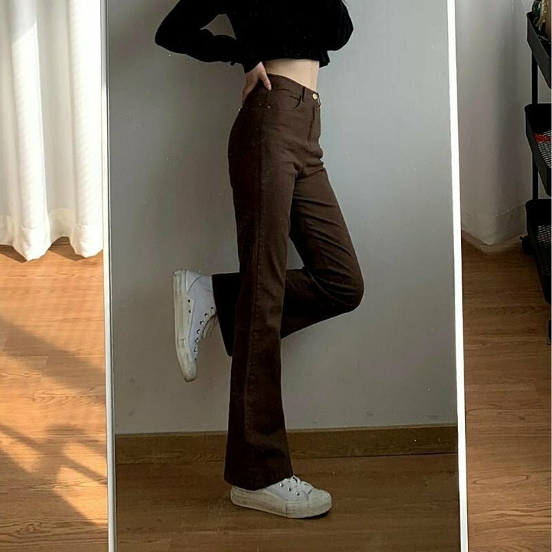 Vintage Brown Jeans - Y2K & 90s Fashion, Grunge, Retro, Summer Outfits, Y2K