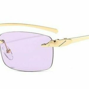 Vintage Clear Lens Rimless Sunglasses - Y2K & 90s Fashion, Retro Grunge, Hip Hop Style