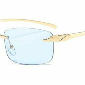 Vintage Clear Lens Rimless Sunglasses - Y2K & 90s Fashion, Retro Grunge, Hip Hop Style