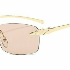 Vintage Clear Lens Rimless Sunglasses - Y2K & 90s Fashion, Retro Grunge, Hip Hop Style