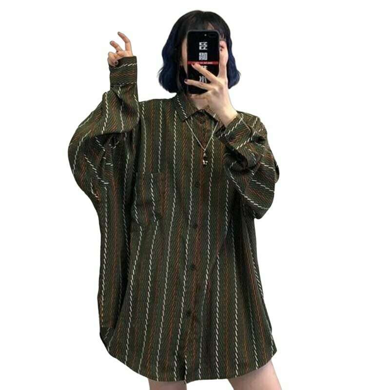 Vintage Green Long Sleeve Shirt - Y2K & 90s Fashion, Grunge, Retro, Summer & Party Outfits