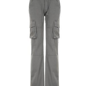 Vintage Grey Stitched Cargo Pants - Y2K & 90s Fashion, Grunge, Retro, Summer & Party Out