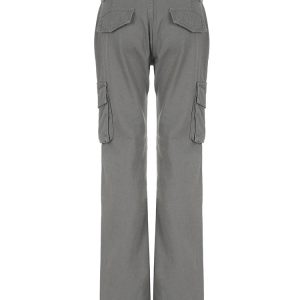 Vintage Grey Stitched Cargo Pants - Y2K & 90s Fashion, Grunge, Retro, Summer & Party Out