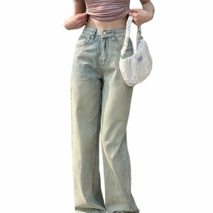 Vintage High Street Wide-Leg Jeans - Y2K & 90s Fashion, Grunge, Retro, Summer Outfits