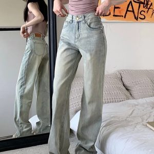 Vintage High Street Wide-Leg Jeans - Y2K & 90s Fashion, Grunge, Retro, Summer Outfits