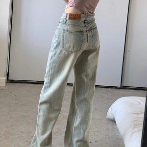 Vintage High Street Wide-Leg Jeans - Y2K & 90s Fashion, Grunge, Retro, Summer Outfits