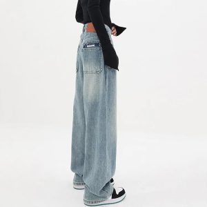 Vintage High Waist Blue Jeans - Y2K & 90s Fashion, Grunge, Retro, Summer & Party Outfits