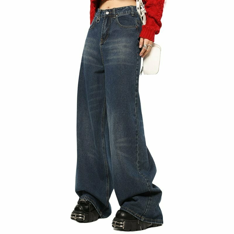 Vintage High Waist Blue Jeans - Y2K & 90s Fashion, Grunge, Retro, Summer & Party Outfits